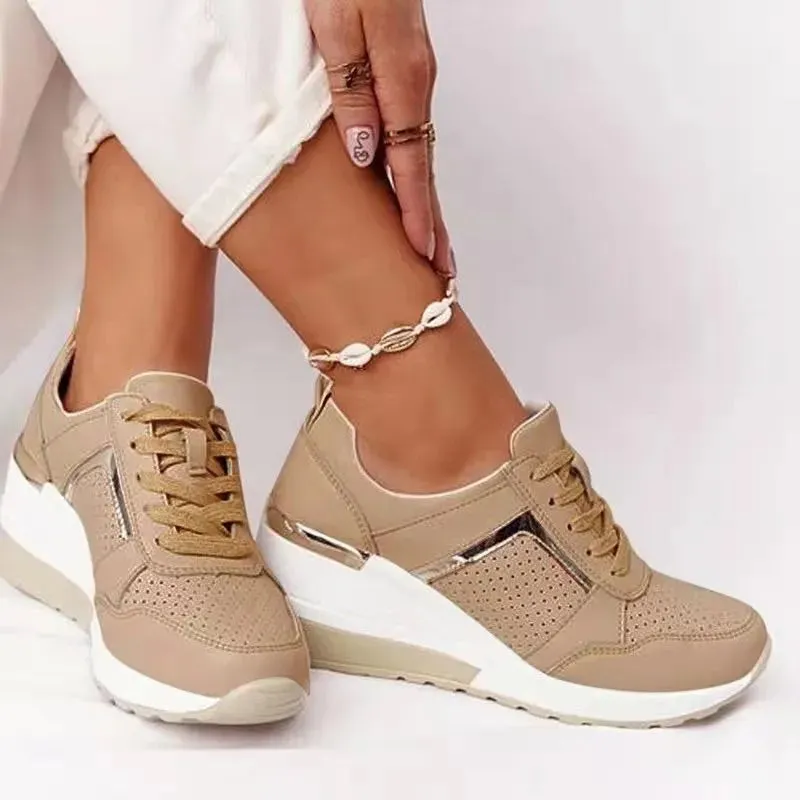 Women's Lace-Up Wedge Casual Sneakers