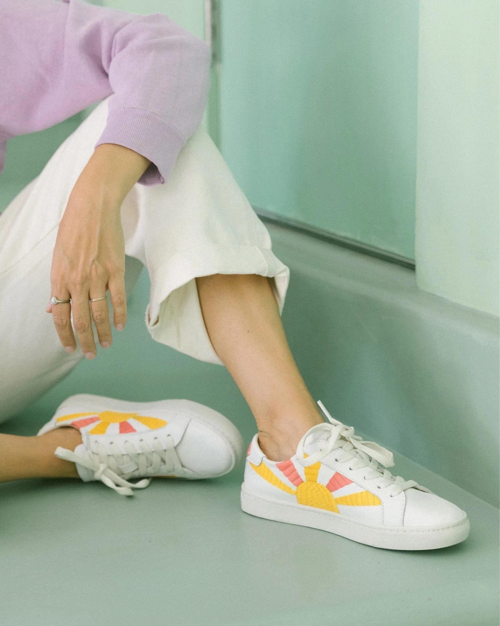 Womens_Sneakers_The Ibiza_Embroidery_Oasis White - Rainbow Wave