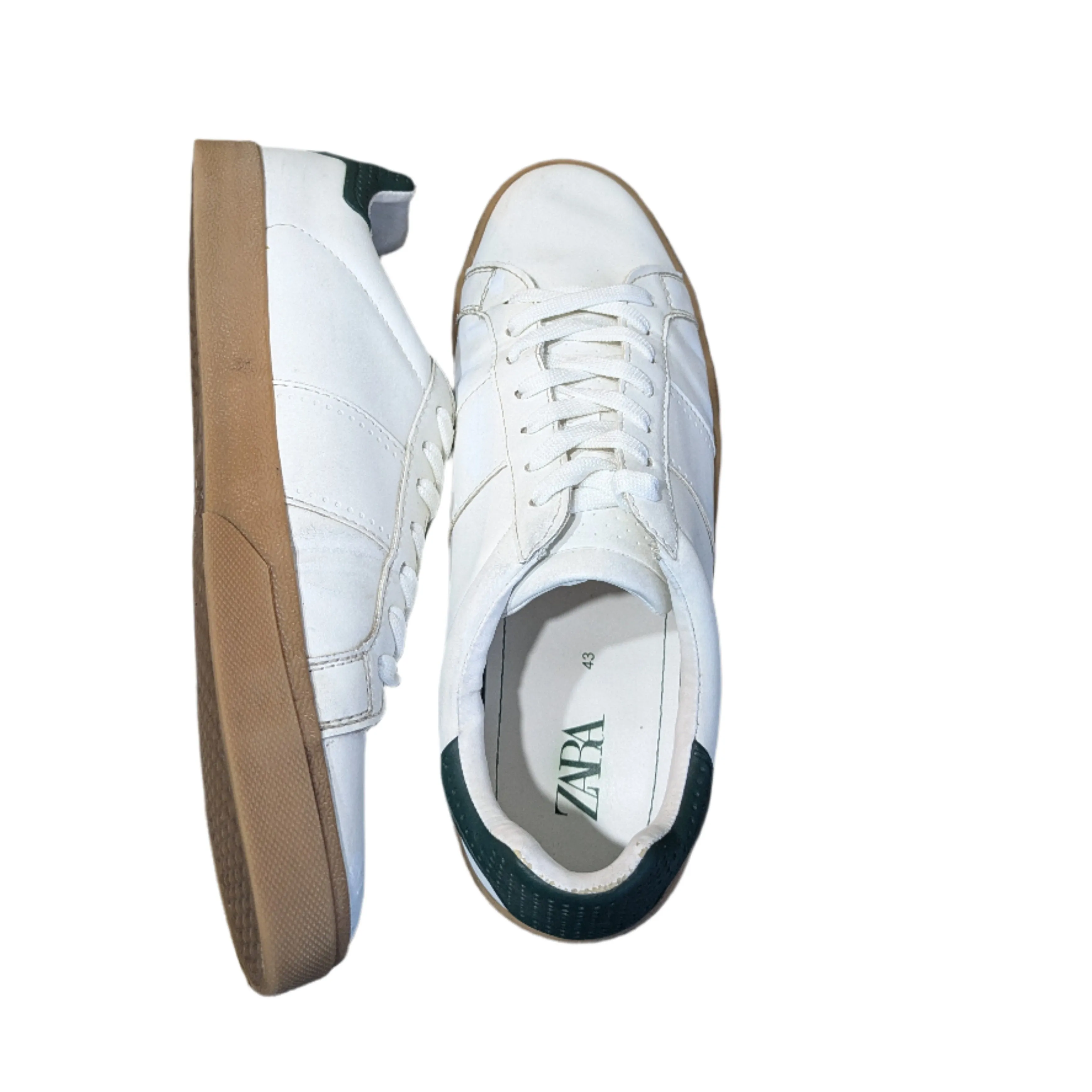 Zara Chunky Sole Men's Sneakers - White with Green Back