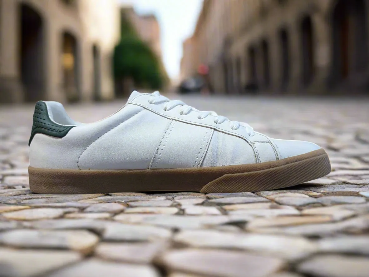 Zara Chunky Sole Men's Sneakers - White with Green Back