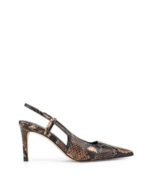 Zuko Slingback Heels - Brown Snake Leather