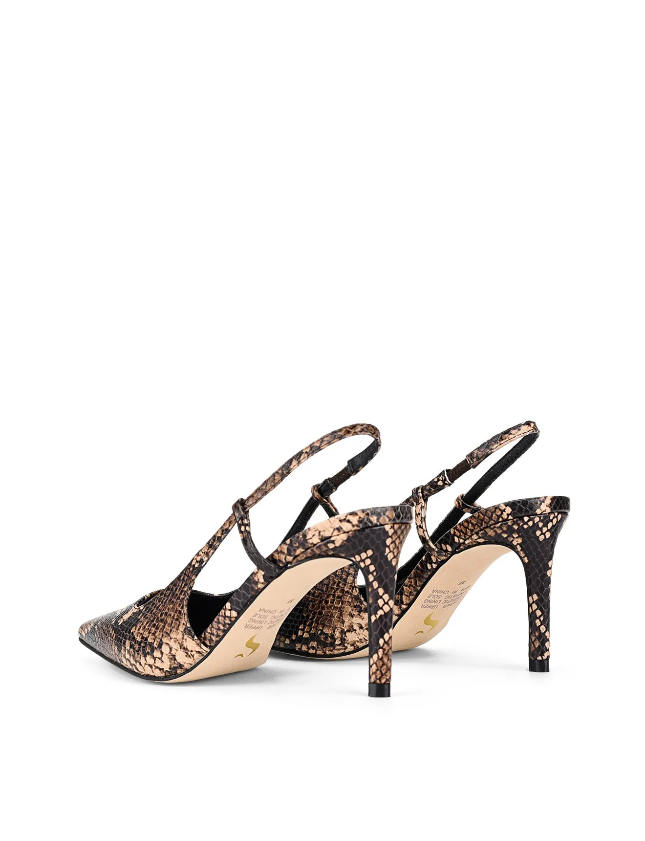 Zuko Slingback Heels - Brown Snake Leather