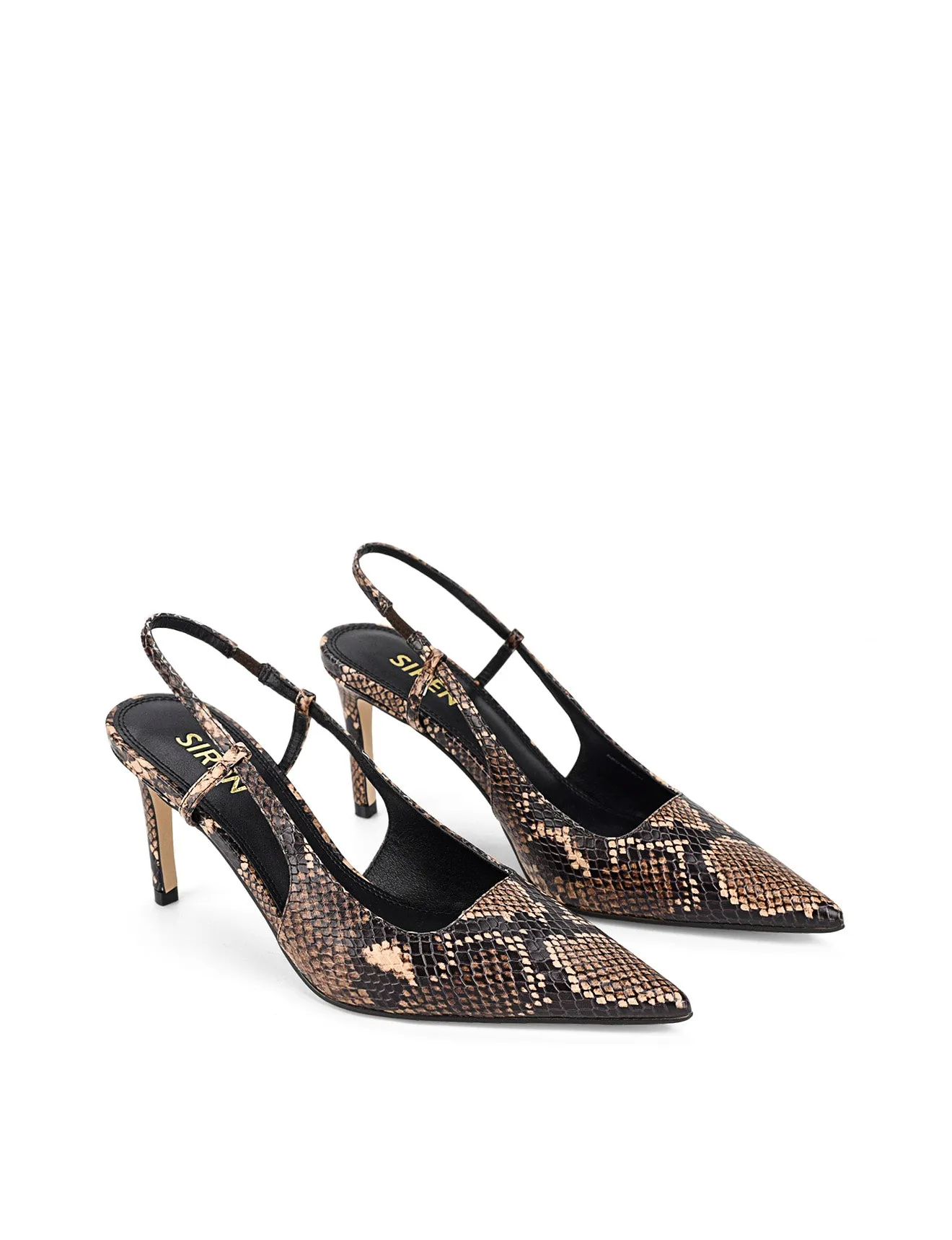 Zuko Slingback Heels - Brown Snake Leather