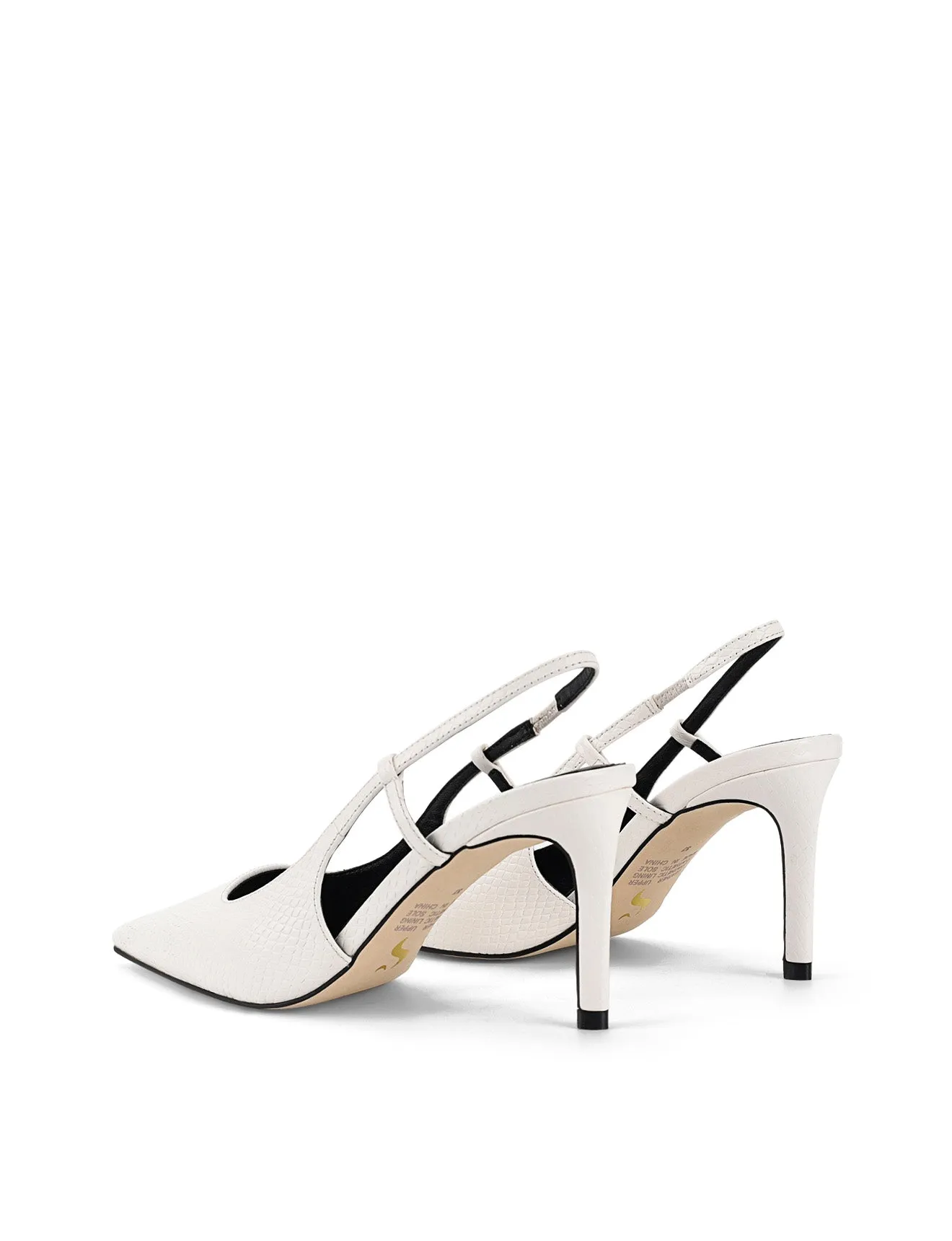 Zuko Slingback Heels - Chalk White Snake Leather