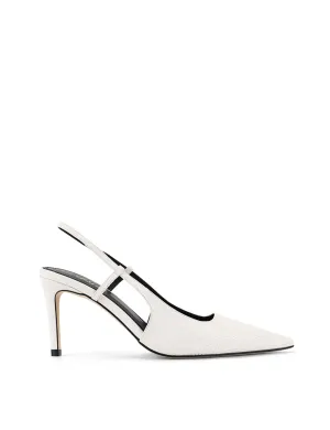 Zuko Slingback Heels - Chalk White Snake Leather