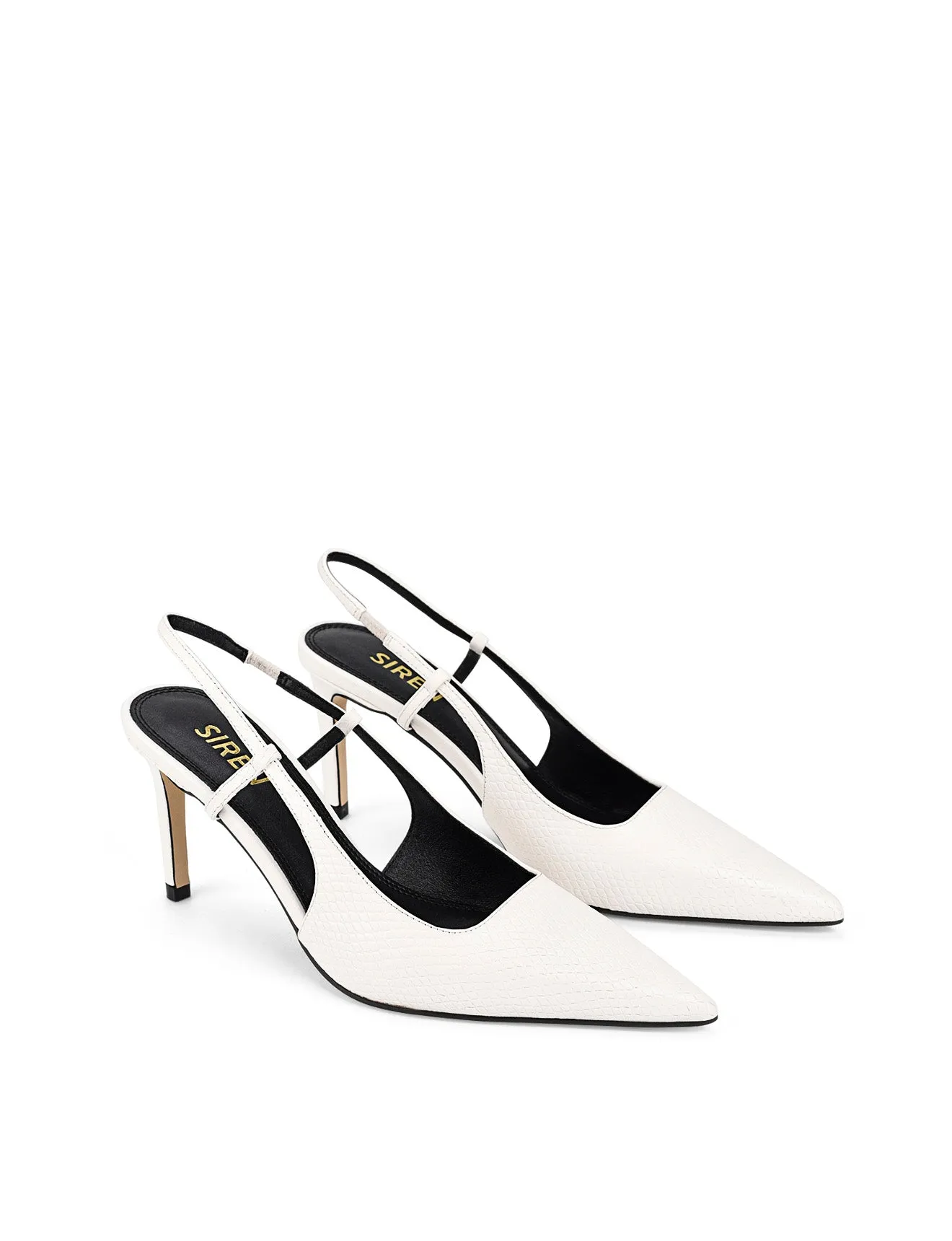 Zuko Slingback Heels - Chalk White Snake Leather